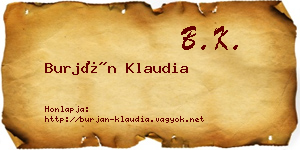 Burján Klaudia névjegykártya