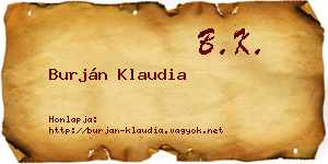 Burján Klaudia névjegykártya